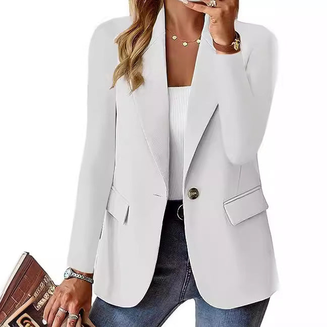 Dame Elegant Casual Blazer med moderne lommer og diskret knap Stilla