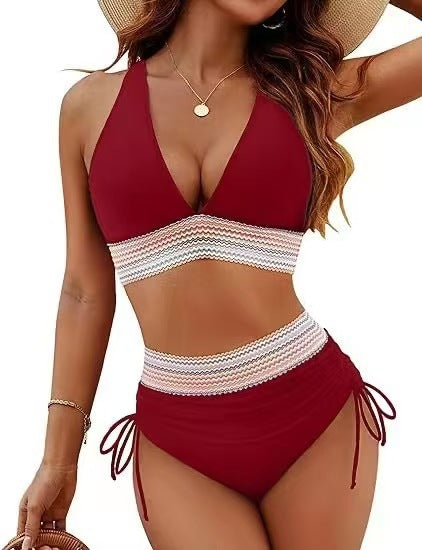 Dame højtaljet bikini-sæt med justerbare stropper og elastisk bånd Stilla