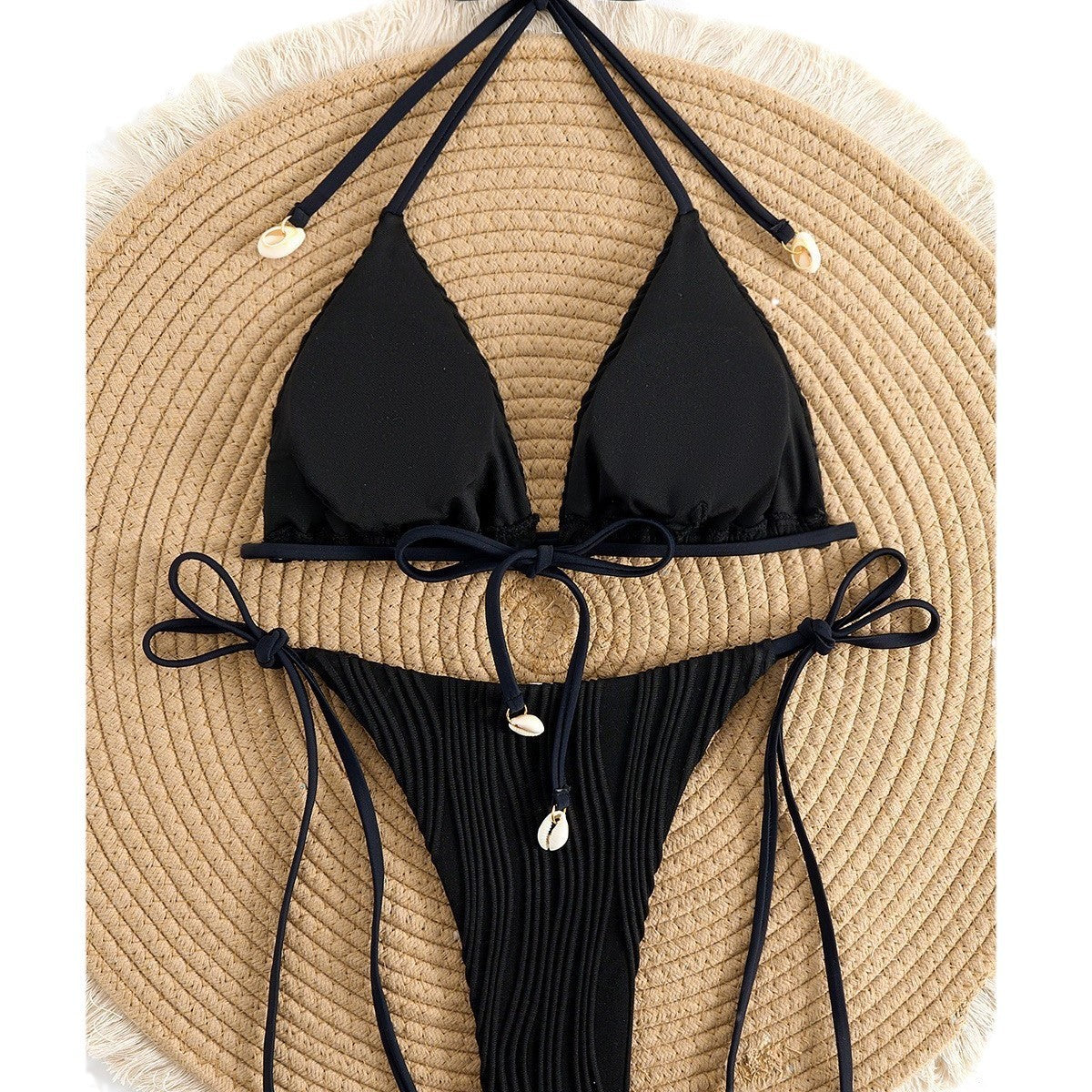 Dame Triangel-Bikini-Sæt med raffinerede ruffles-detaljer og variable bindebånd Stilla