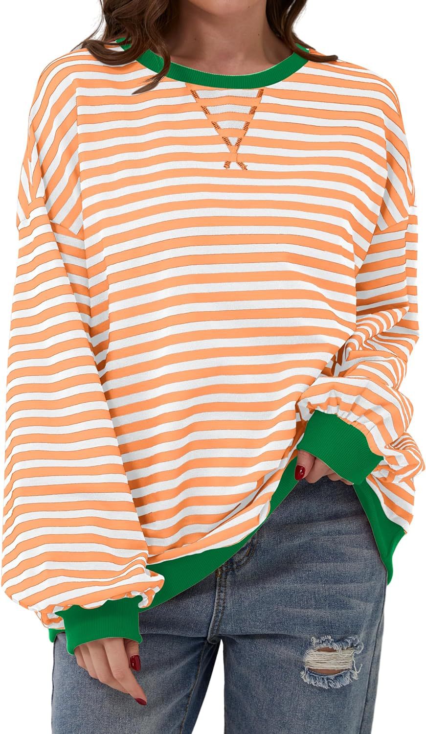 Stilla | Løs Stribet Pullover i Løs Pasform