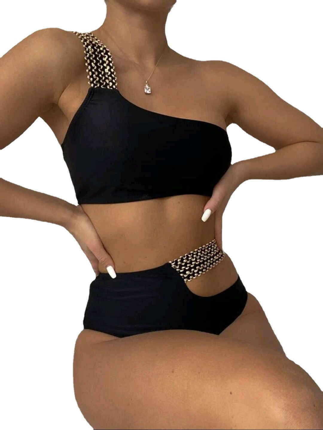 Dame bikini-sæt med asymmetrisk top og unikt design Stilla