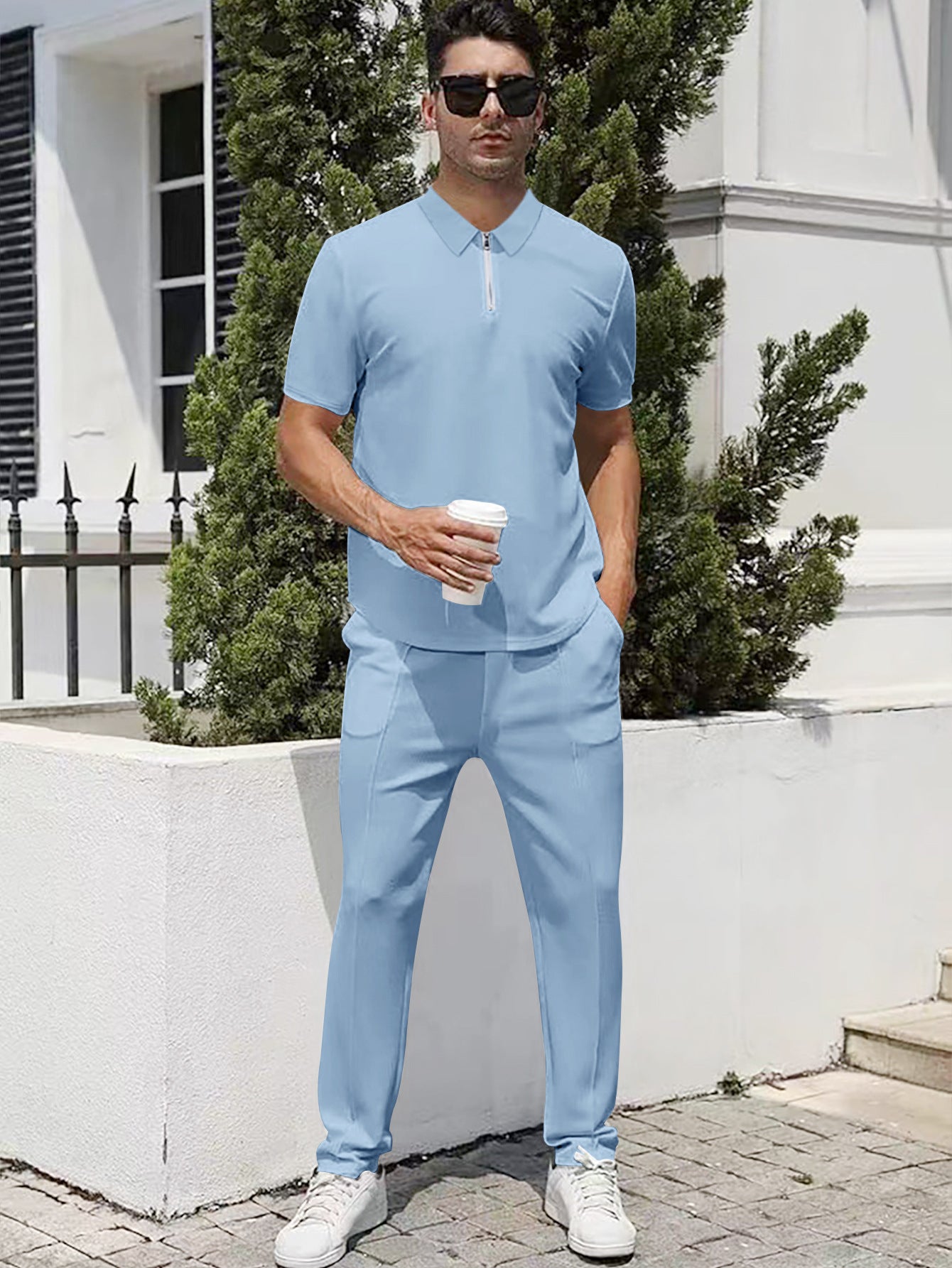 Herrer Sportivt Polo-shirt med funktionel lynlås og elegant snit Stilla