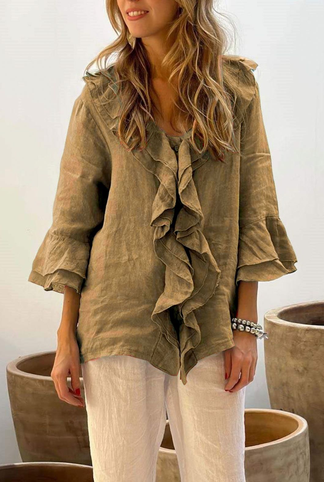 Stilla | Stilfuld Rynket Bluse