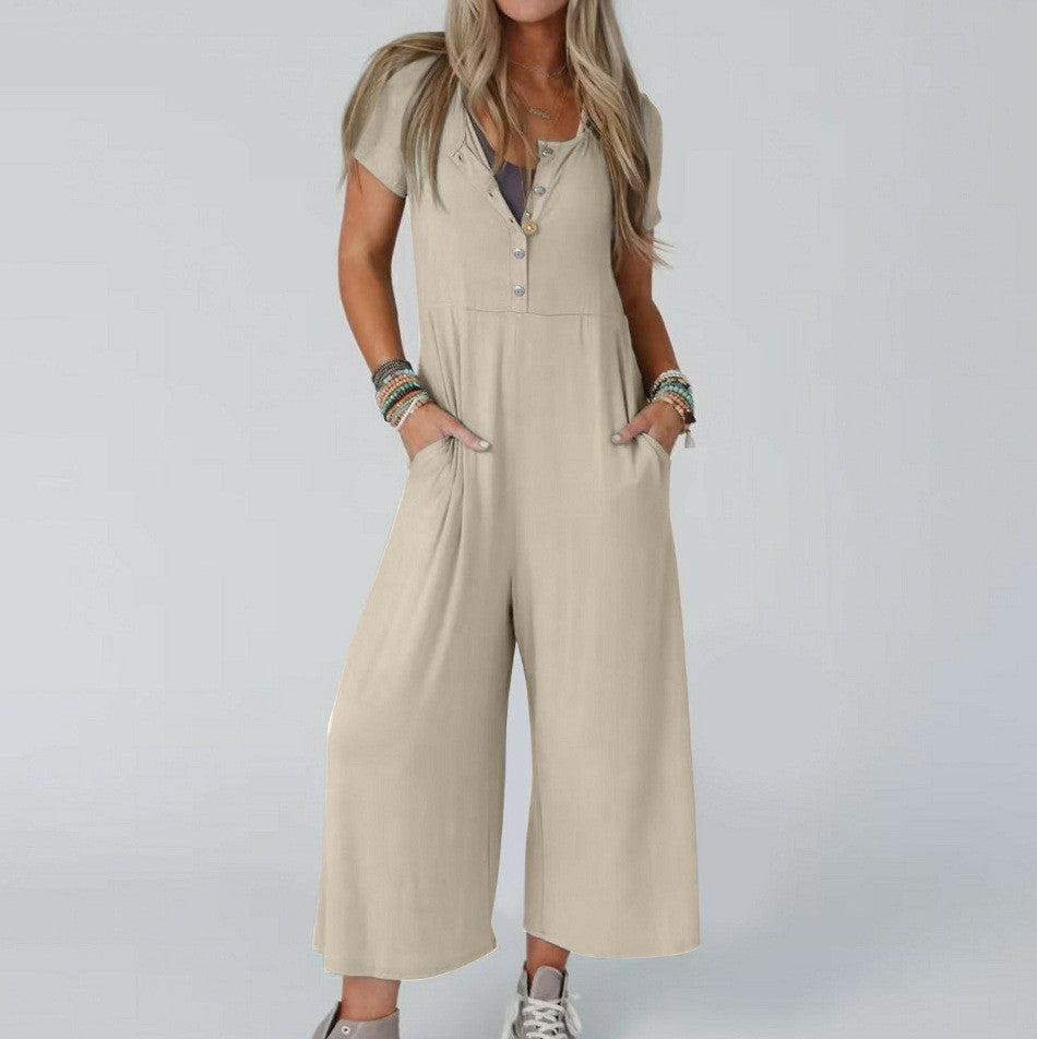 Dame jumpsuit med knapliste og praktiske lommer Stilla