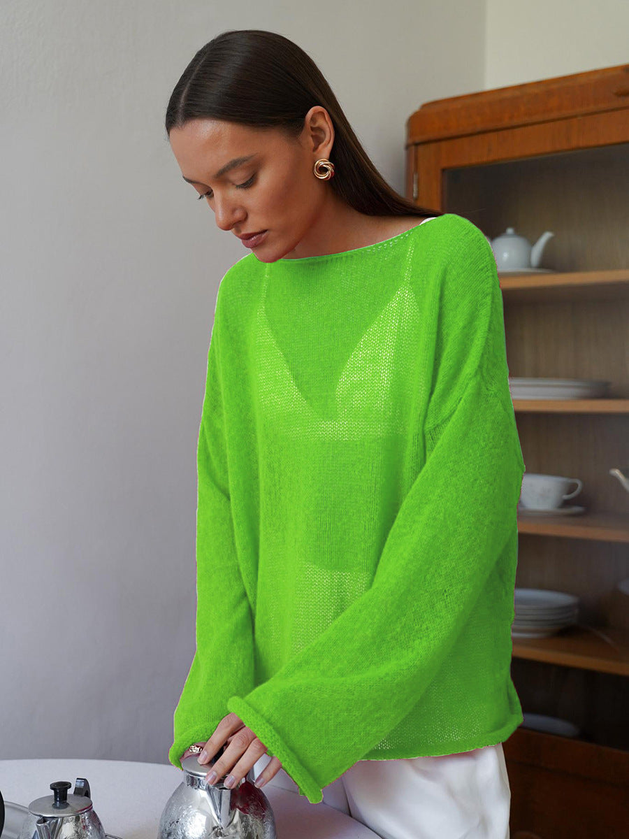 Dame afslappet longsleeve pullover i fin strik kvalitet Stilla