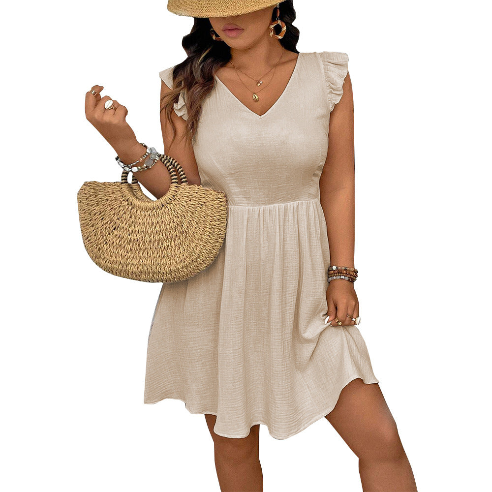 Dame afslappet kjole med flæsedetaljer og svingende kant Stilla