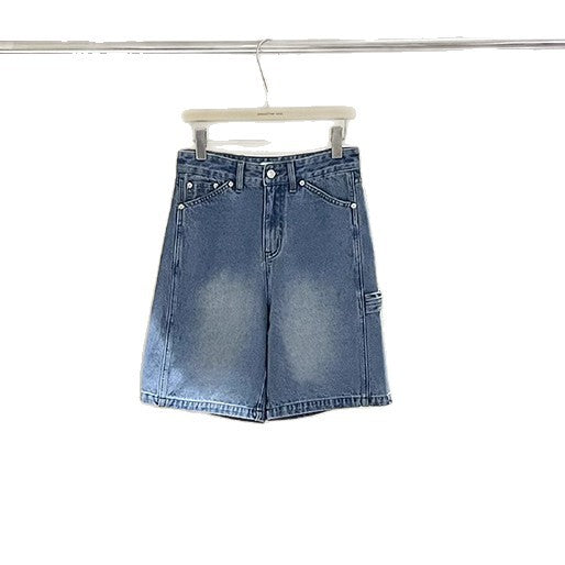 Dame afslappede denim shorts med højt liv og bred skæring Stilla