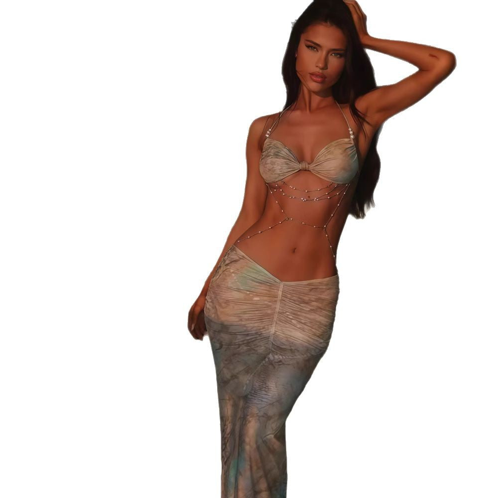 Dame Cropped Top med delikat kædepynt og figursyet snit Stilla