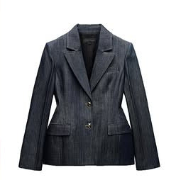 Dame Denim Blazer i elegant snit med dekorative knapdetaljer og praktiske lommer Stilla