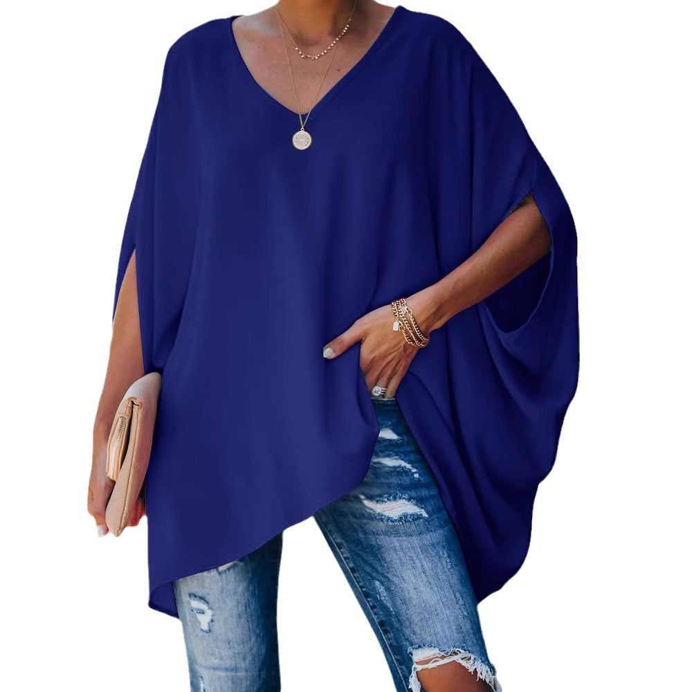 Damer afslappet oversized T-shirt med V-hals og bred pasform Stilla
