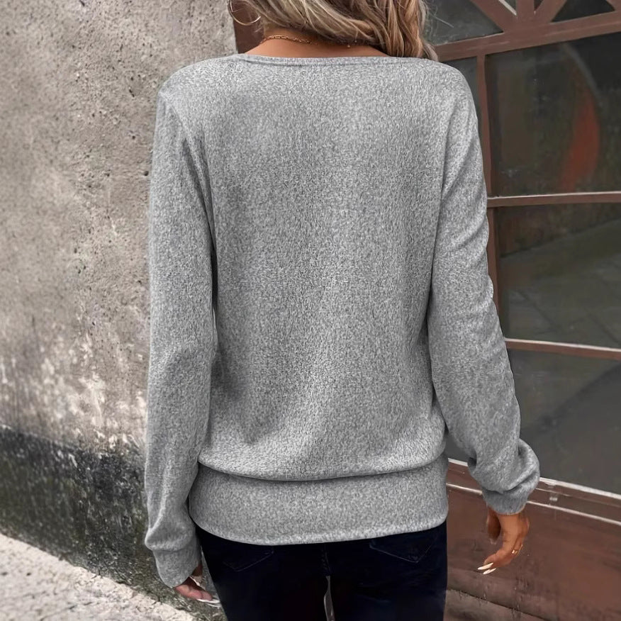 Dame Elegant V-hals Sweater med asymmetrisk snit Stilla