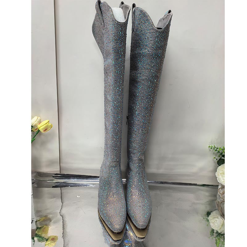 Femme Over-knæet Glam Shimmer Stiletto Støvler Stilla
