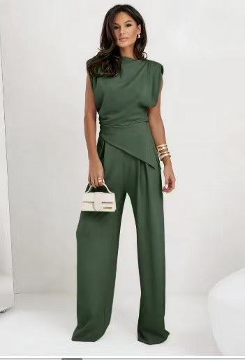 Dame afslappet jumpsuit med blødt flydende top og bredt skåret ben Stilla