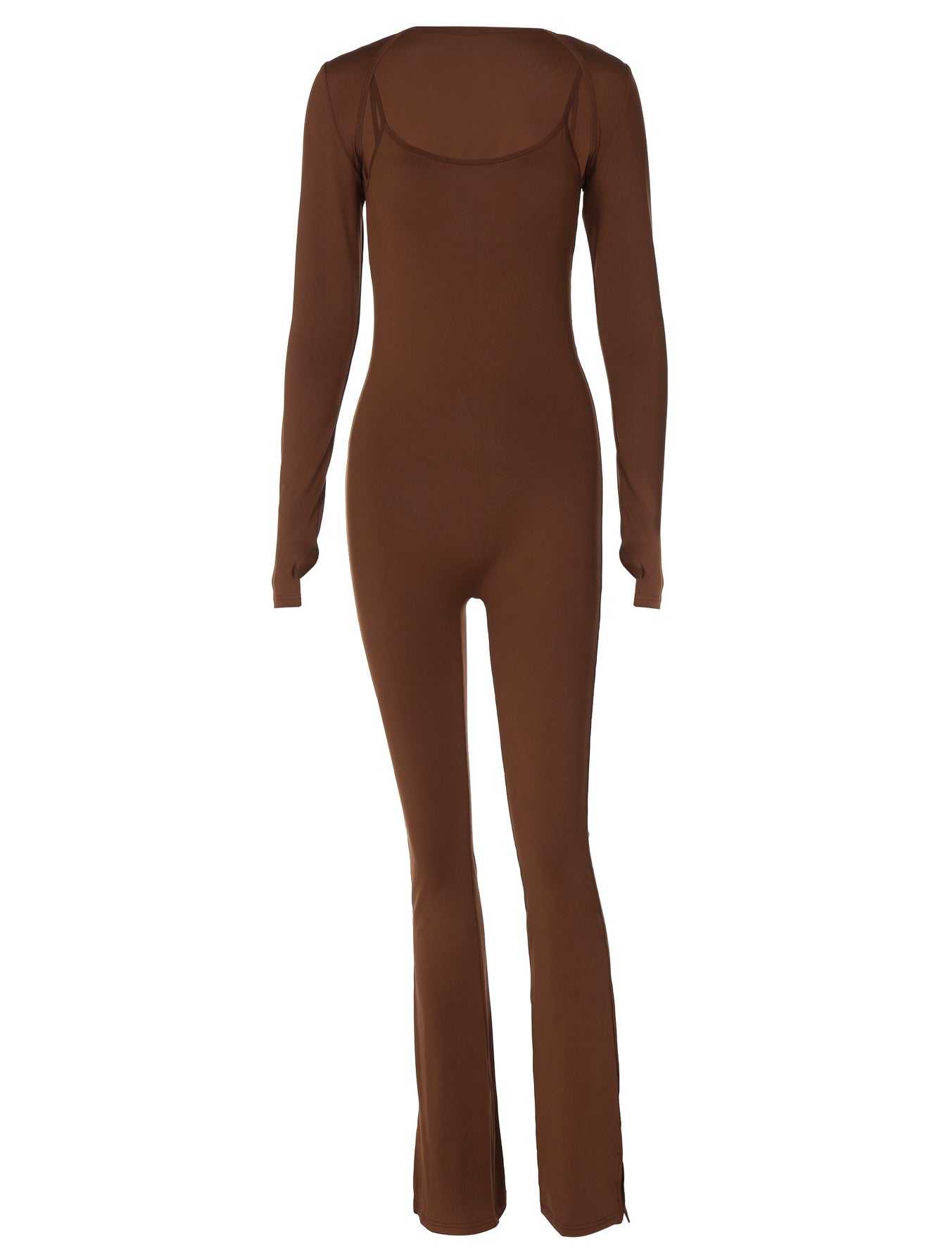 Dame Langærmet Jumpsuit med innovativt gennemsigtigt rygindlæg og figursyet snit Stilla