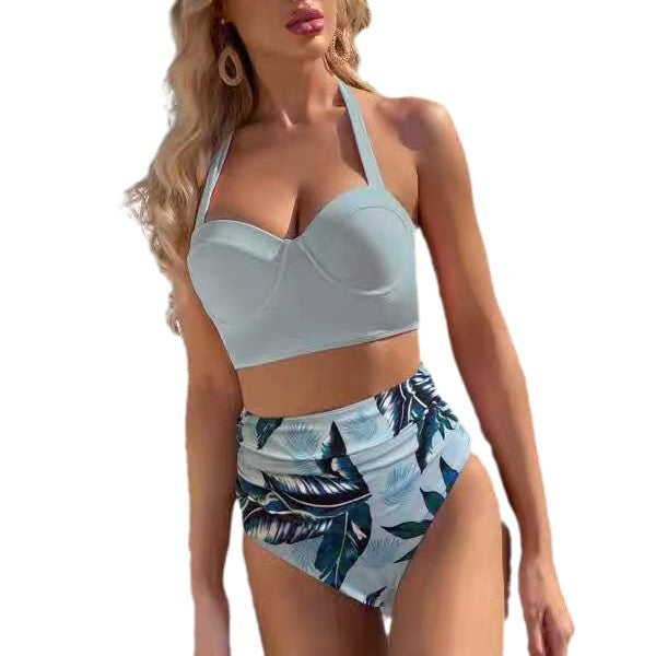 Dame Højskåret Bikini med stilfuldt top og elegant rynkning Stilla