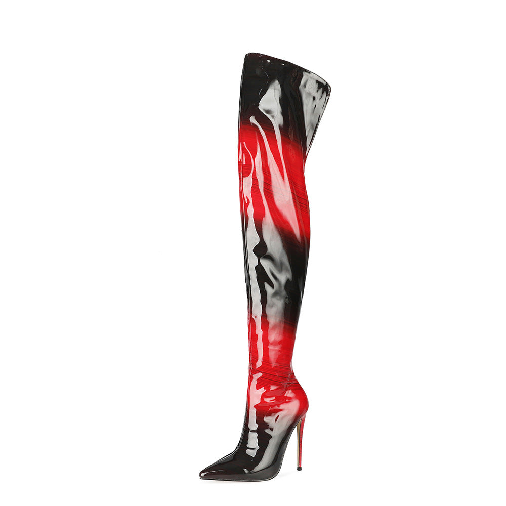 Femme Højglans Over-knæ Stiletto-støvler Stilla