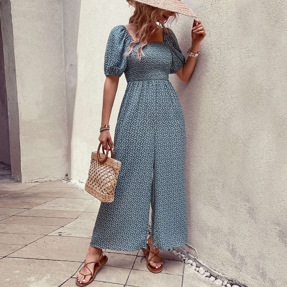 Dame Elegant Blomstret Print Jumpsuit Stilla