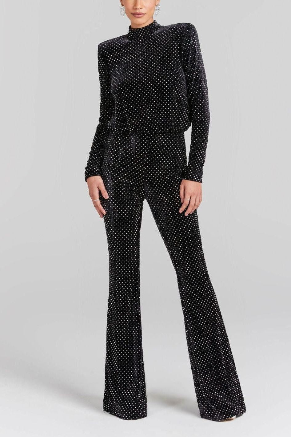 Stilla | Paillet Halv Turtleneck Langærmet Jumpsuit