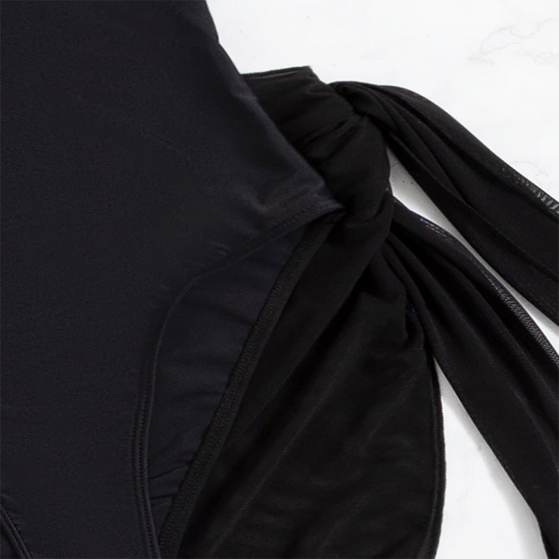Dame Elegant Halterneck Én-delt Badetøj med gennemsigtig Overlayer Stilla