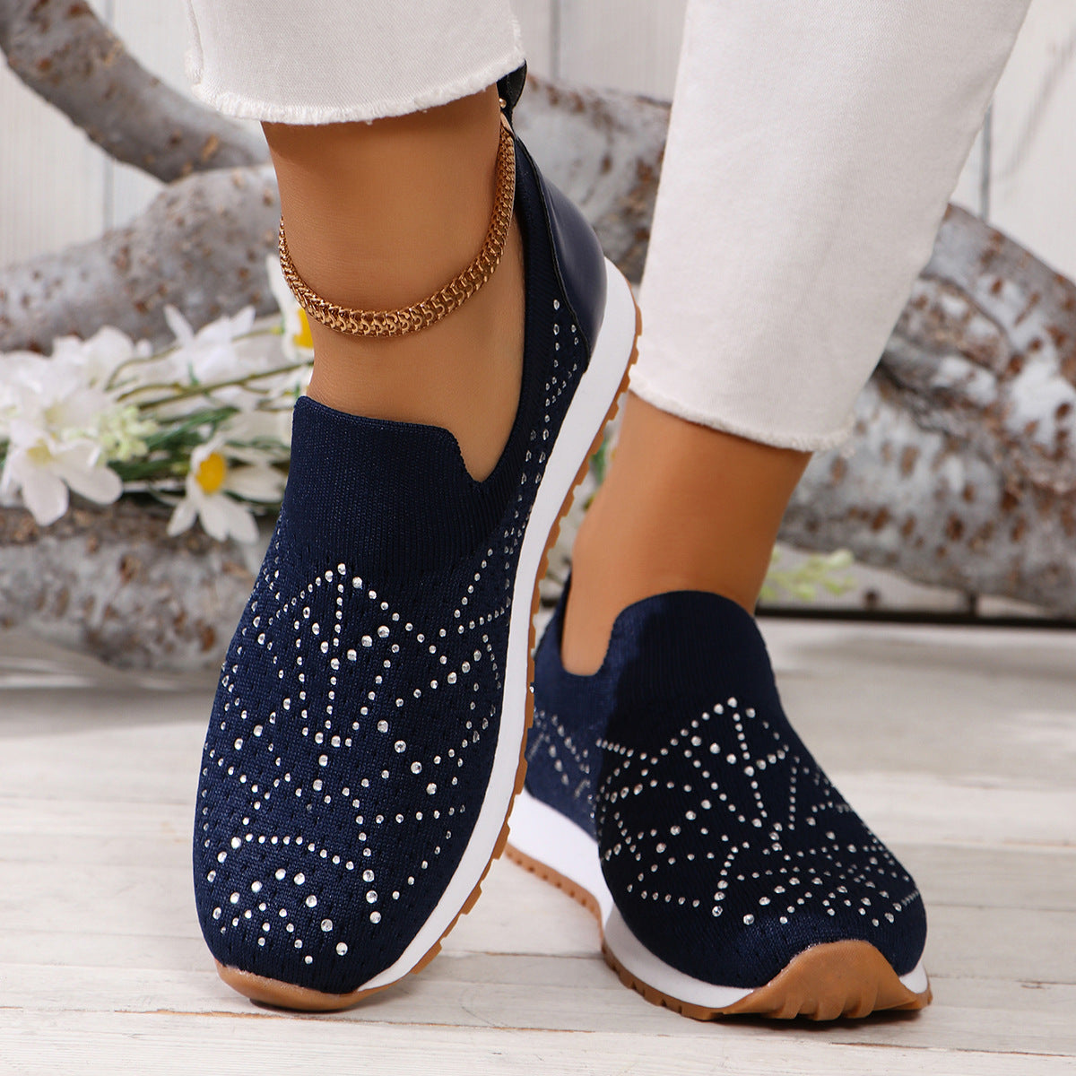 Dame sneakers i det elegante glimmerdesign med skridsikker sål Stilla