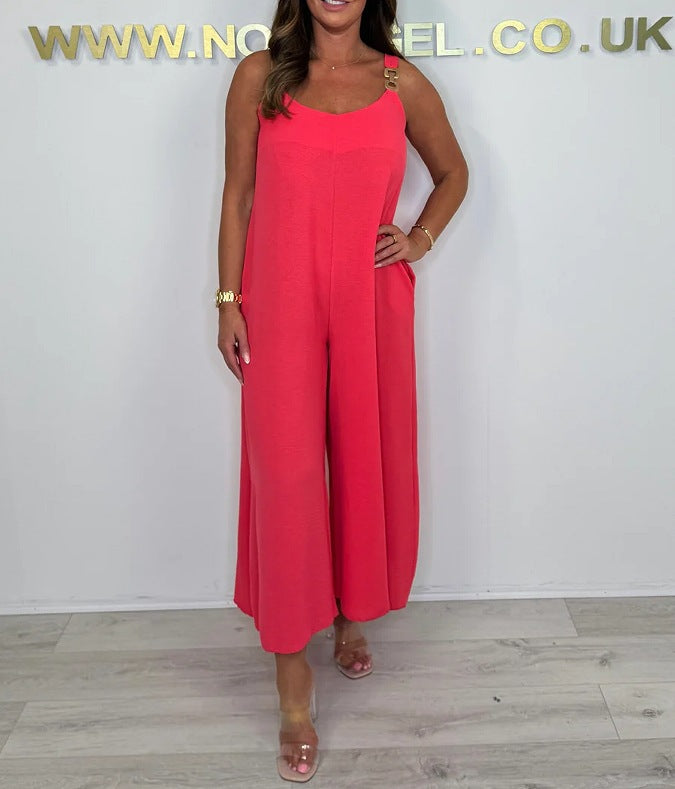 Dame Løs Jumpsuit med delikate stropper og brede ben Stilla