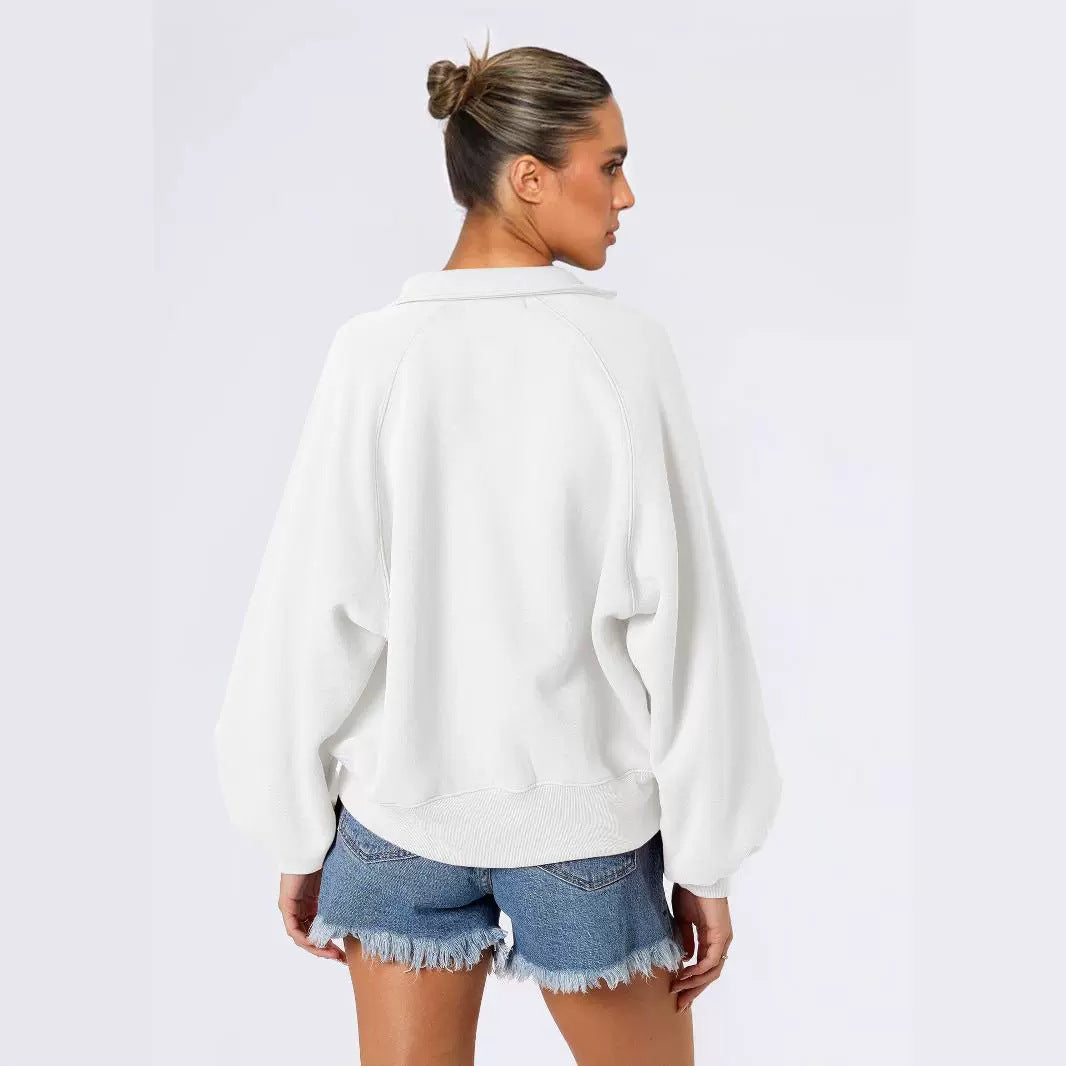 Dame afslappet poloshirt med kortærmet pufærme-version og lukkede knapper Stilla