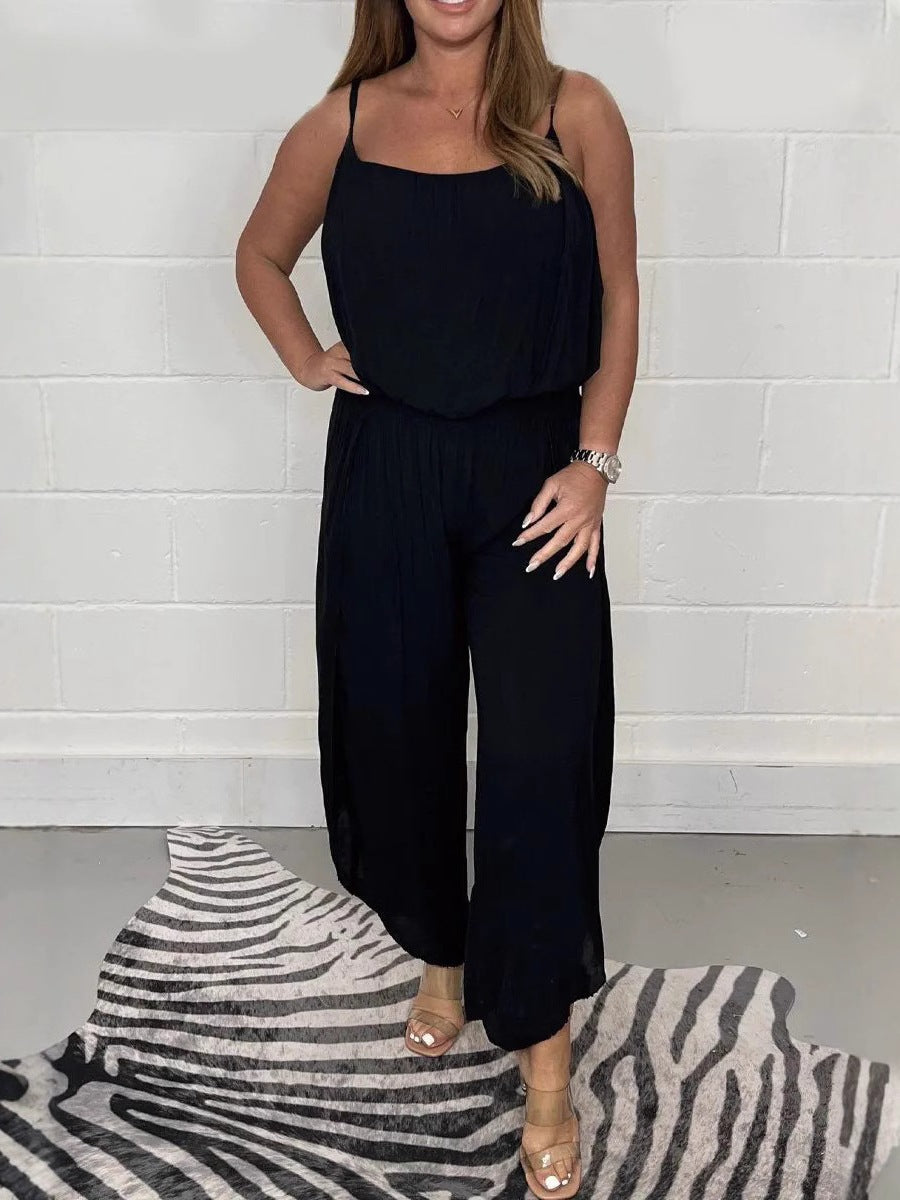 Dame afslappet jumpsuit med justerbare stropper og gummibånd Stilla