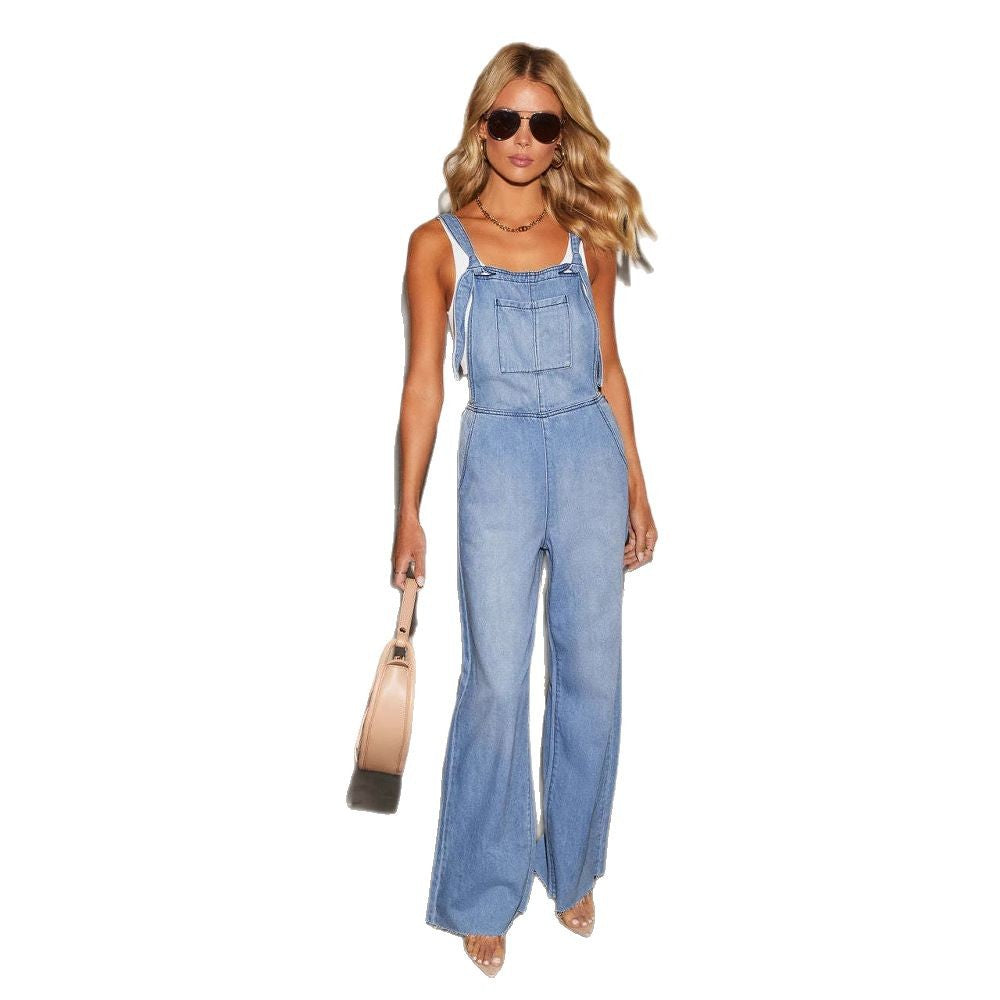 Dame Denim-Overalls i afslappet bred pasform Stilla