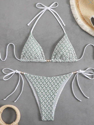 Dame Triangel-Bikini med fine volanger og elegante bindebånd Stilla