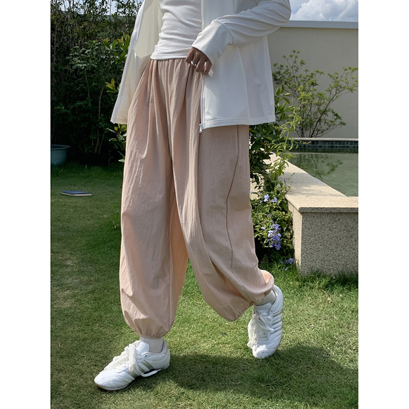 Dame afslappede højtaljede fritidsbukser med elastisk talje og lommer Stilla