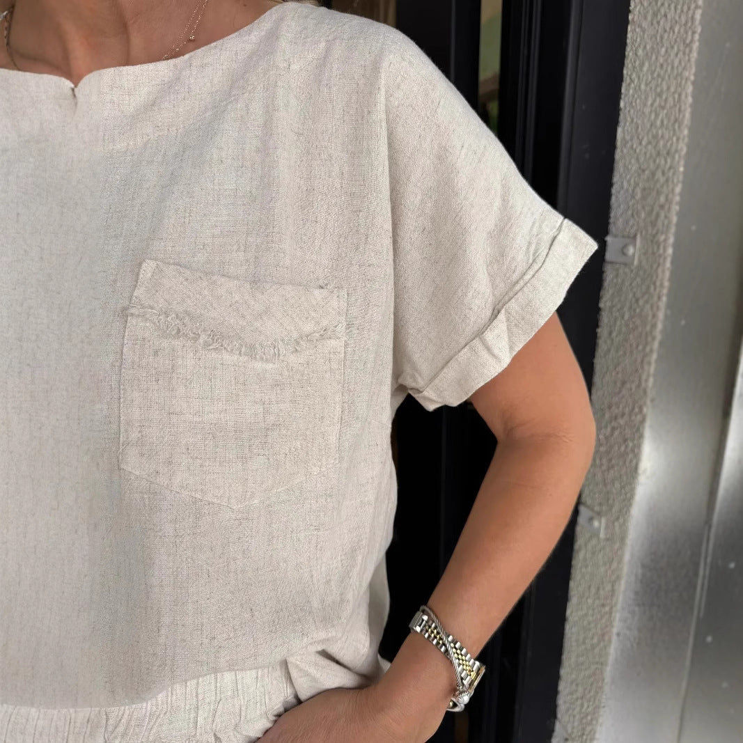 Dame Casual Jumpsuit med sidelæss puffærme og elastisk taljebånd Stilla