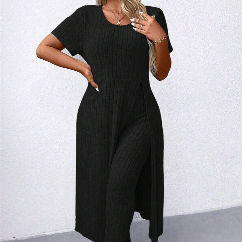 Dame Rib Maxi Kjole og Leggings Sæt Stilla