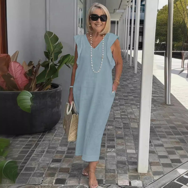 Stilla | Chic Bag Bind Flatter Ærme Bomulds Linnedragt