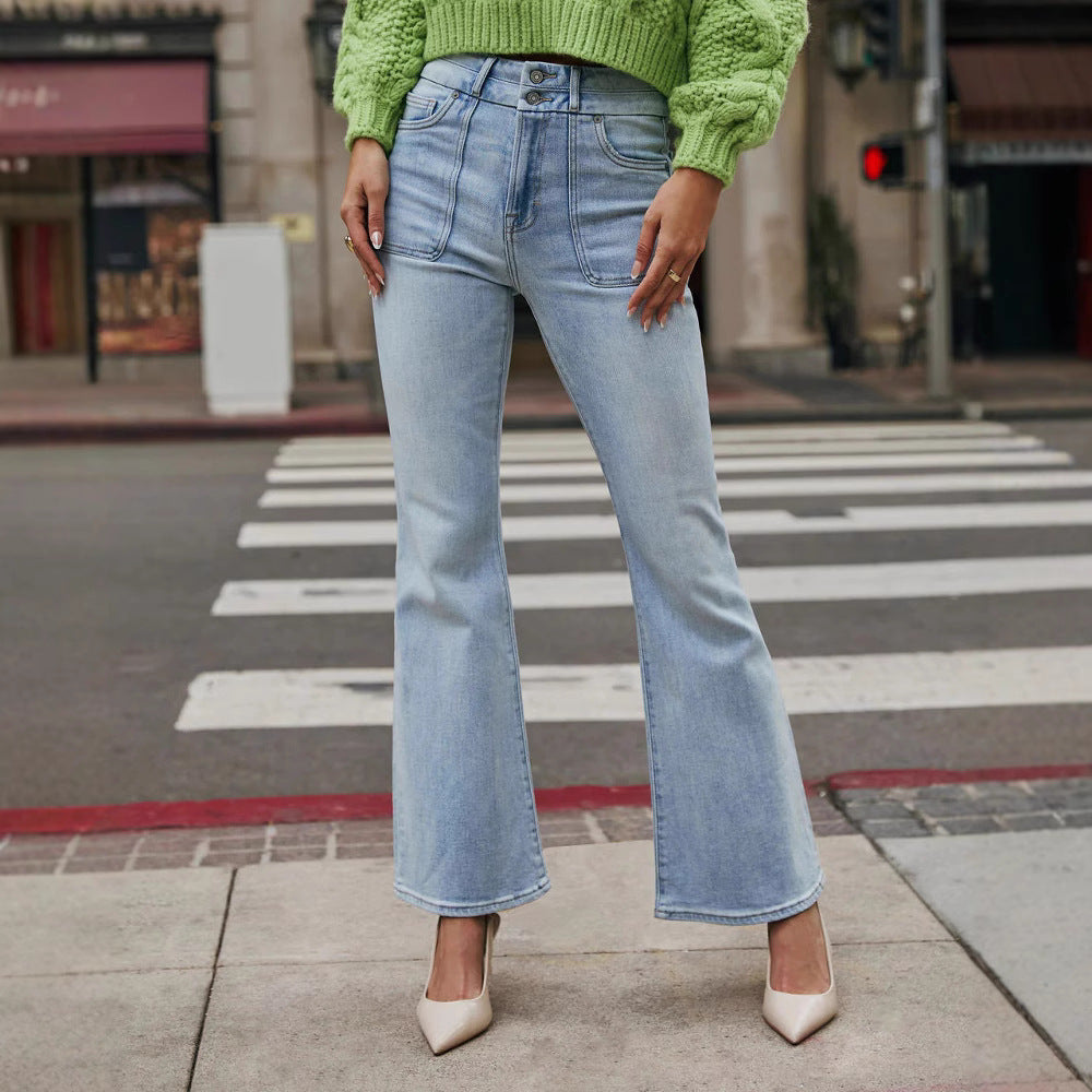 Dame flared jeans med høj talje og trendy snit Stilla