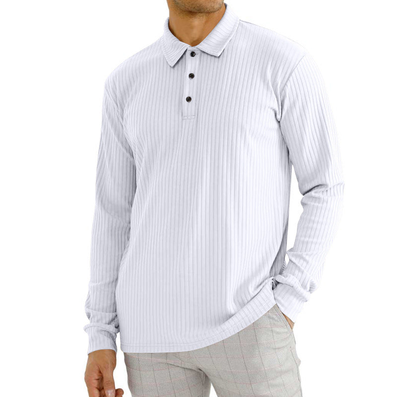 Herrer Langærmet Poloshirt med struktureret overflade og moderne krave Stilla