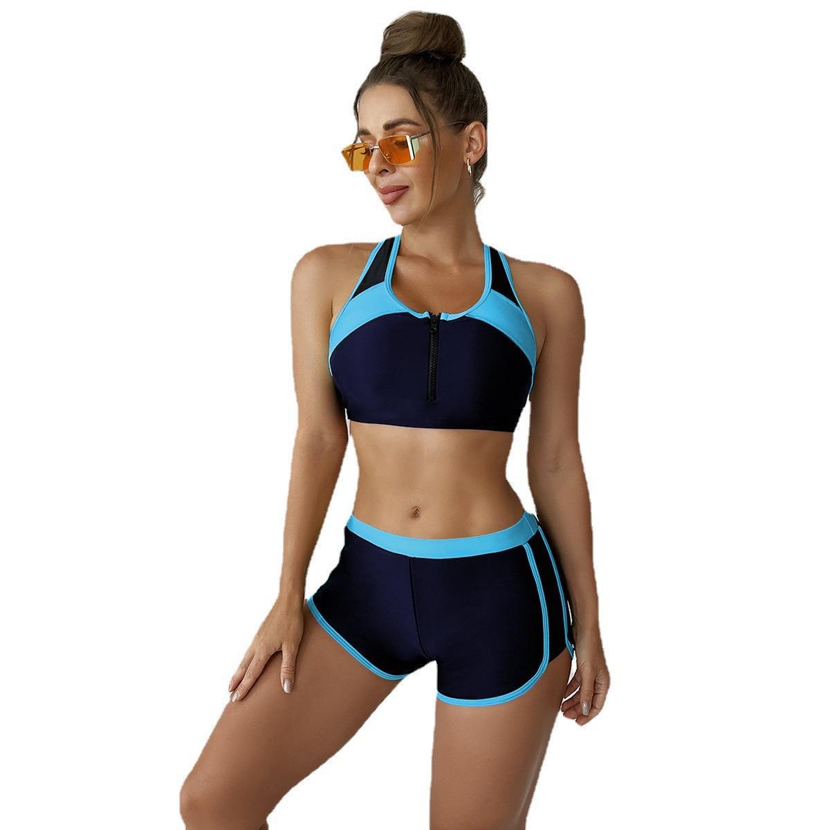 Dame sport-bikini-sæt med moderne lynlås og korte bukser Stilla