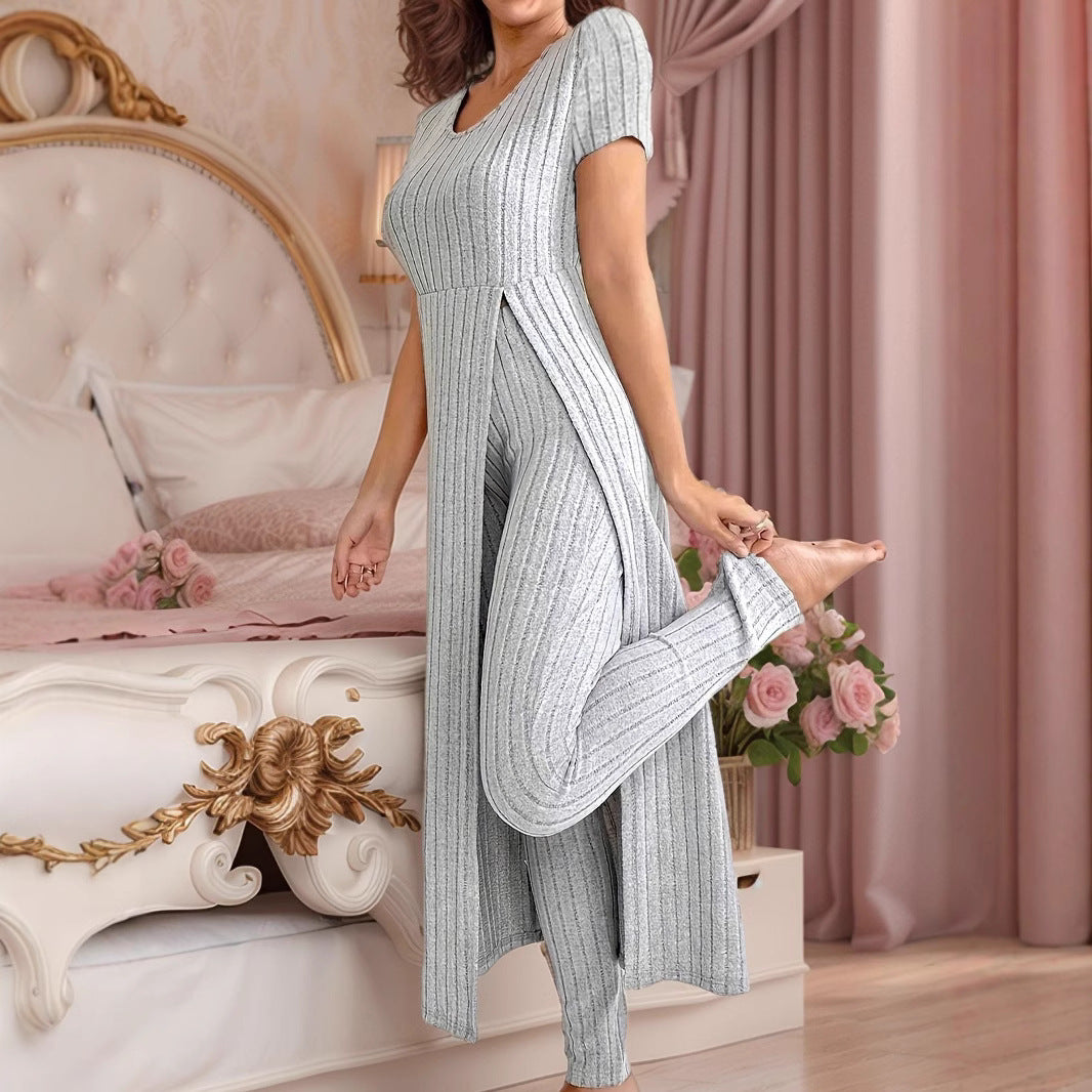 Dame Rib Maxi Kjole og Leggings Sæt Stilla