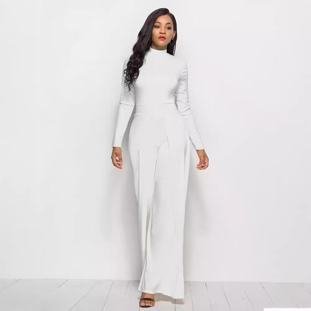 Dame Elegant Jumpsuit med højhalset design og vide ben Stilla