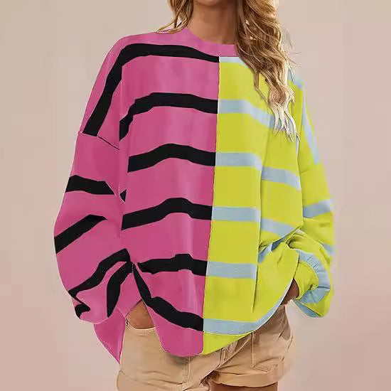 Dame Oversized Pullover med stribemønster Stilla