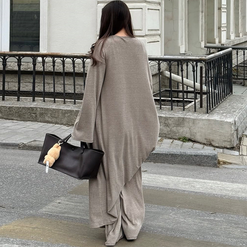 Damer afslappet lounge-sæt lavet af blødt flydende materiale med bred cardigan og komfortable bukser Stilla