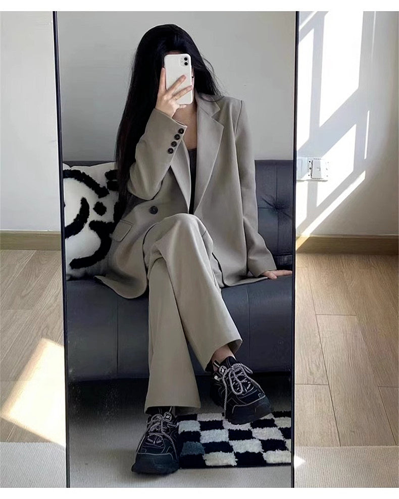 Femme skræddersyet oversized blazer og buksedragt sæt Stilla