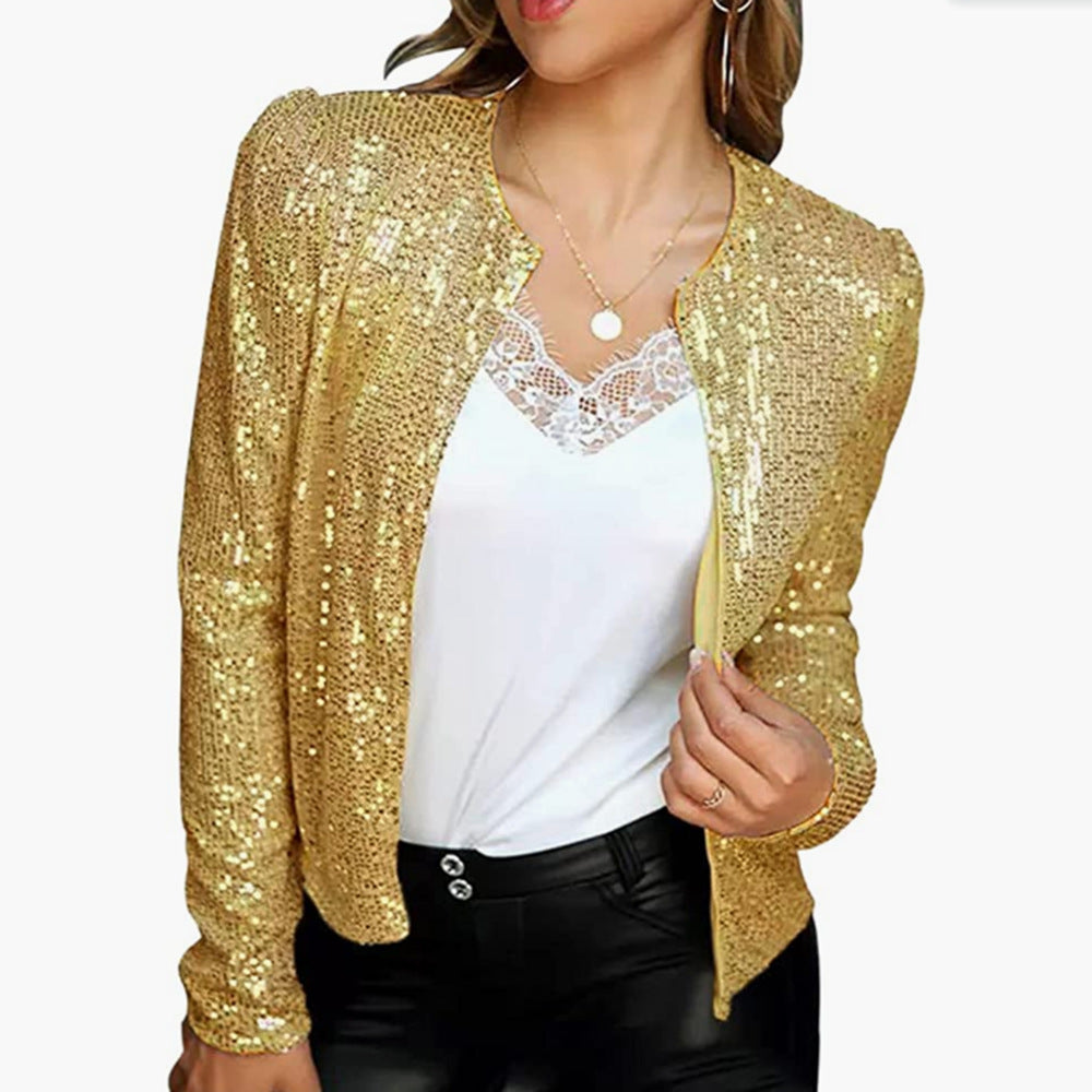 Stilla | Trendy Farve-Block Paillet Kort Casual Jakke