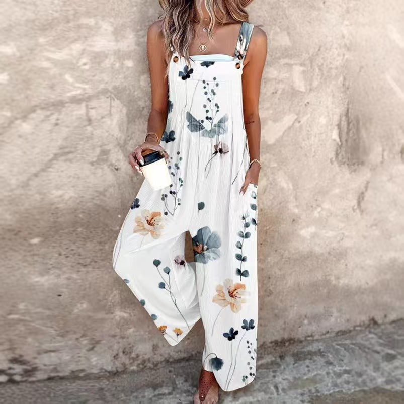 Dame afslappet jumpsuit i vintage-stil med florale accenter Stilla