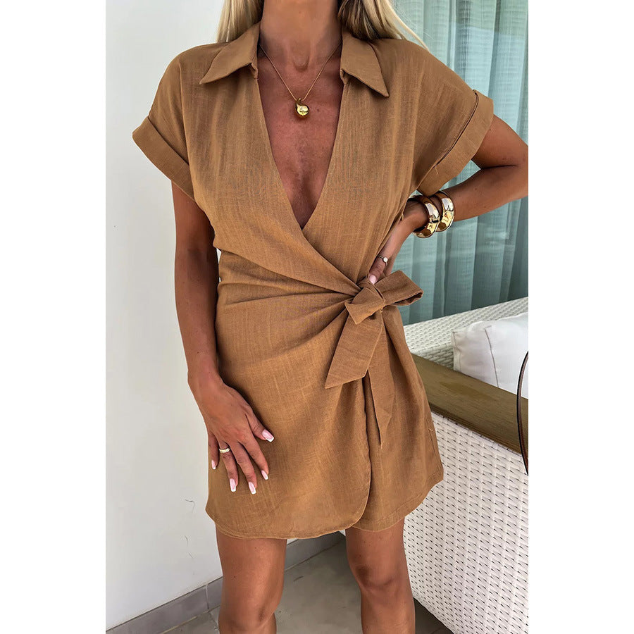 Dame Casual Jumpsuit med taljerbart design og kortærmet Stiila