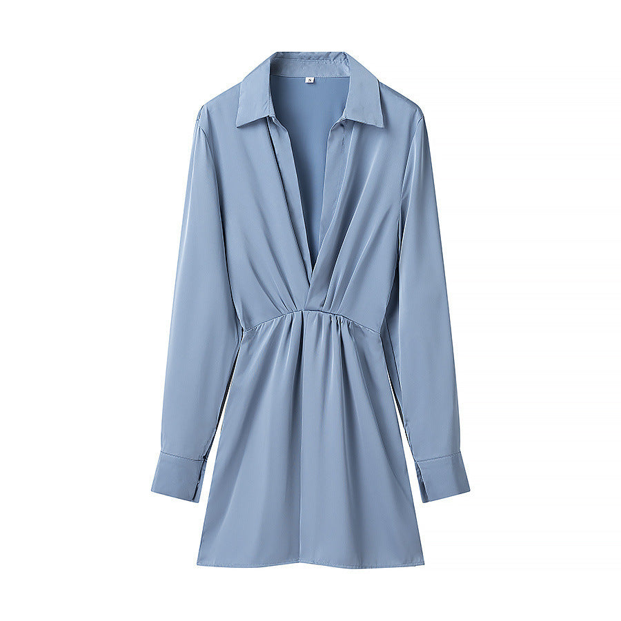 Dame elegant blusedragt med dyb V-udskæring og raffineret taljering Stilla