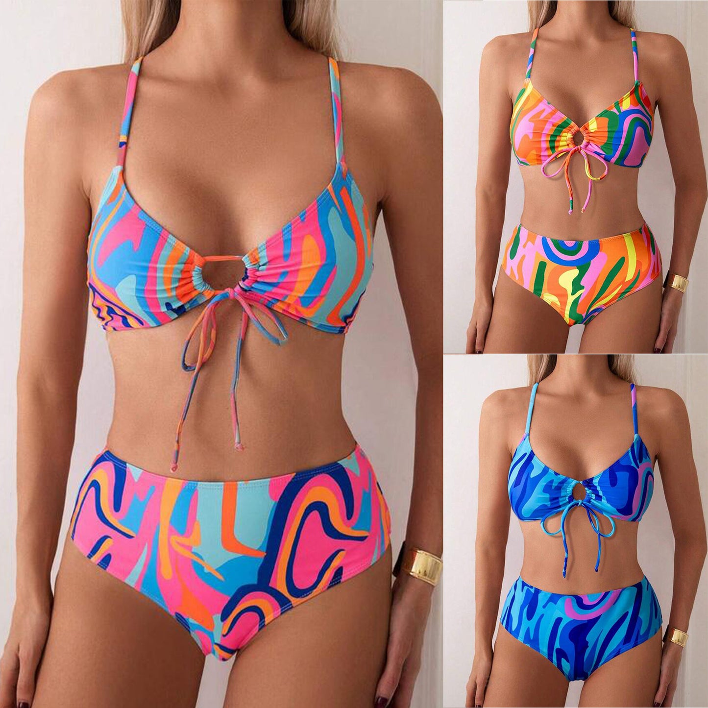 Dame Bikini-sæt med modigt asymmetrisk design og justerbar top Stilla