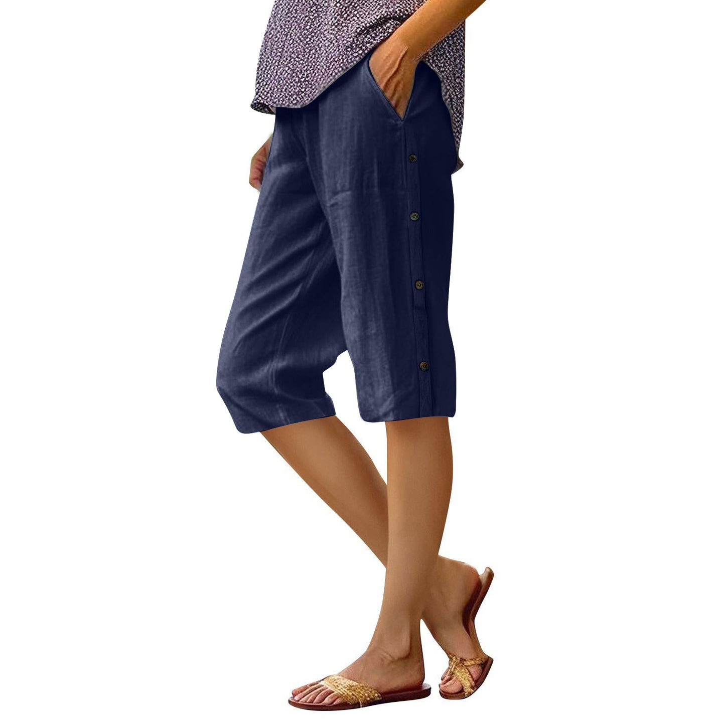 Dame Chino-shorts med sidelommer og stilfulde knapdetaljer Stilla