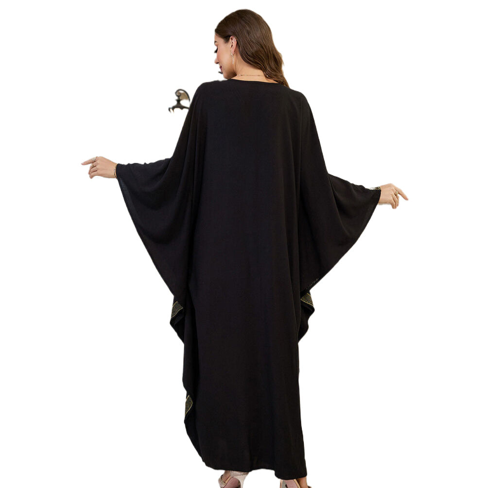 Dame Elegant Kaftan med kunstnerisk elefantbroderi og bredt svingende ærmer Stilla