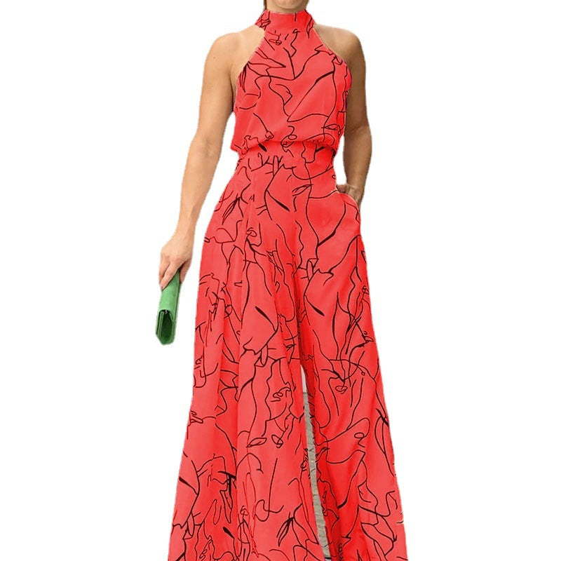 Dame jumpsuit med unikt grafisk design og afslappet snit Stilla