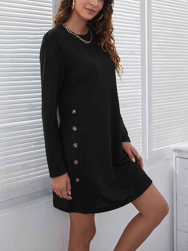 Dame sweatshirtkjole med elegant knaplukning og moderne snit Stilla